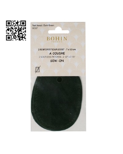 MINI PARCHES BOHIN PARA COSER - RODILLERAS IMITACIÓN DE ANTE - VERDE OSCURO - 2 UND BH98387