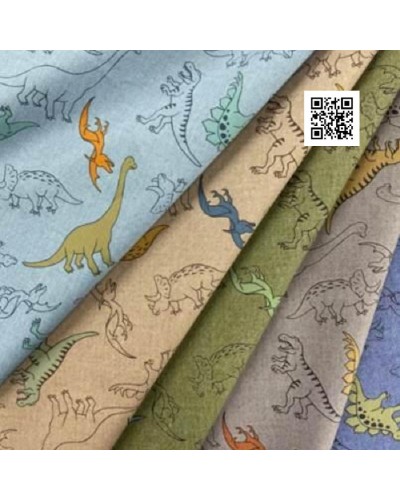 TELA DT10409S- B. DINOSAURIOS - KYORYU. JAPONES FONDO BEIGE