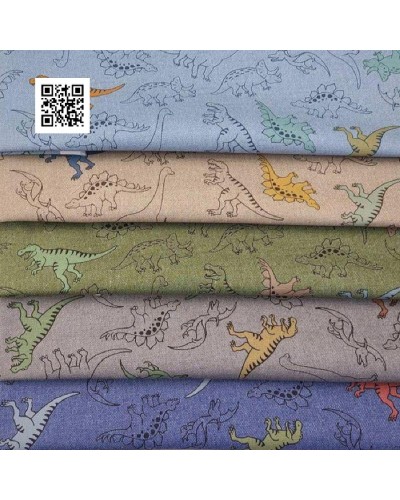 TELA DT10409S- B. DINOSAURIOS - KYORYU. JAPONES FONDO BEIGE