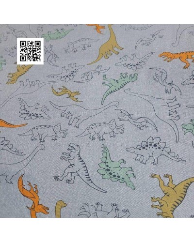 TELA DT10409S- B. DINOSAURIOS - KYORYU. JAPONES FONDO BEIGE