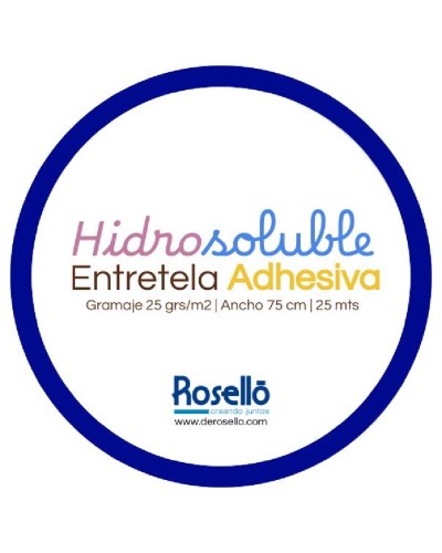 ENTRETELA ADHESIVA HIDROSOLUBLE ROSELLO | ROLLO 25 MTS - 75CM ANCHO