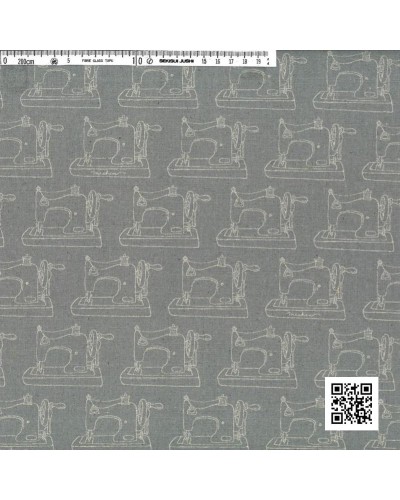 TELA 850368 D/2-02 MAQUINAS DE COSER (MISHIN) BLANCAS FONDO GRIS