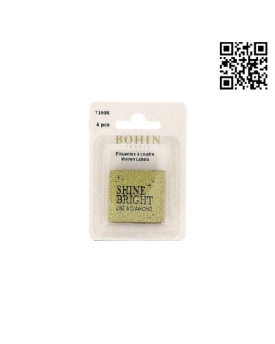 ETIQUETA PARA COSER "SHINE BRIGHT" - CUADRADO 3,5CM | PACK 4 UND - BH71008