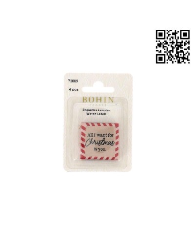 ETIQUETA PARA COSER "ALL I WANT" - CUADRADO 3,5CM | PACK 4 UND - BH71009