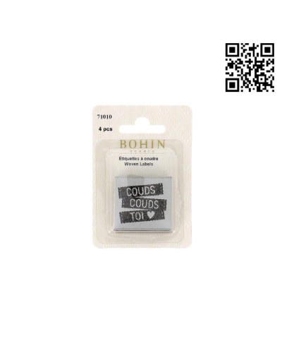 ETIQUETA PARA COSER "COUDS COUDS TOI" - CUADRADO 3,5CM | PACK 4 UND - BH71010