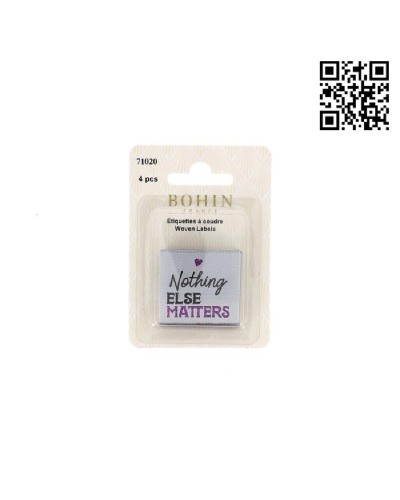 ETIQUETA PARA COSER "NOTHING ELSE MATTERS" - CUADRADO 3,5CM | PACK 4 UND - BH71020
