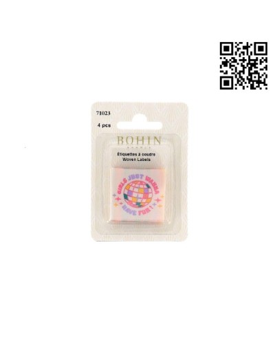 ETIQUETA PARA COSER "GIRLS JUST WANNA HAVE FUN" - CUADRADO 3,5CM | PACK 4 UND - BH71023