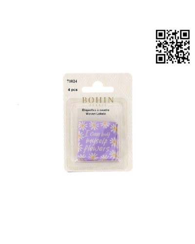 ETIQUETA PARA COSER "I CAN BUY MYSELF FLOWERS" - CUADRADO 3,5CM | PACK 4 UND - BH71024
