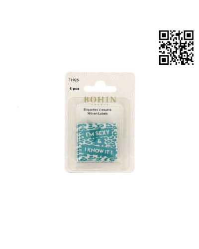 ETIQUETA PARA COSER "I'M SEXY AND I KNOW IT" - CUADRADO 3,5CM | PACK 4 UND - BH71025