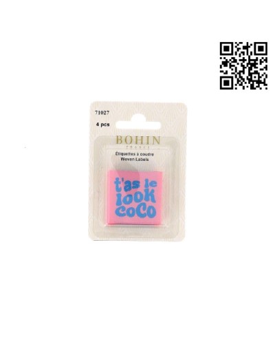 ETIQUETA PARA COSER "T'AS LE LOOK COCO" - CUADRADO 3,5CM | PACK 4 UND - BH71027