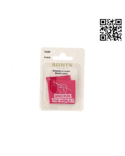 ETIQUETA PARA COSER "WHO RUN THE WORLD" - CUADRADO 3,5CM | PACK 4 UND - BH71029