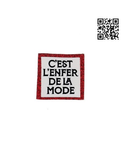 ETIQUETA PARA COSER "ENFER MODE" - CUADRADO 3,5CM | - BH486101