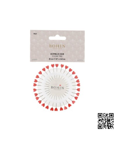 ALFILERES BOHIN CABEZA CORAZÓN DE PLÁSTICO 38MMx0,55MM - BH99047