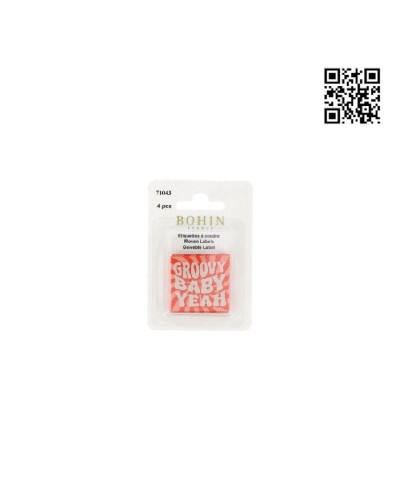ETIQUETA PARA COSER "GROOVY" - CUADRADO 3,5CM | PACK 4UND - BH71043