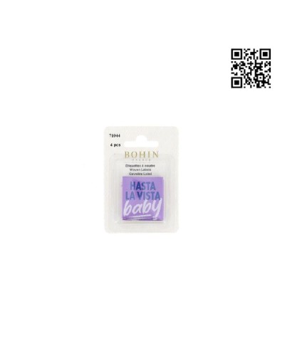 ETIQUETA PARA COSER "HASTA LA VISTA" - CUADRADO 3,5CM | PACK 4UND - BH71044