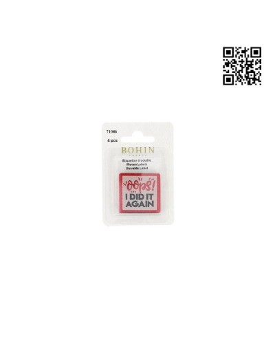 ETIQUETA PARA COSER "OOPS" - CUADRADO 3,5CM | PACK 4UND - BH71046