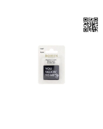 ETIQUETA PARA COSER "YOU TALKING TO ME?" - CUADRADO 3,5CM | PACK 4UND - BH71047
