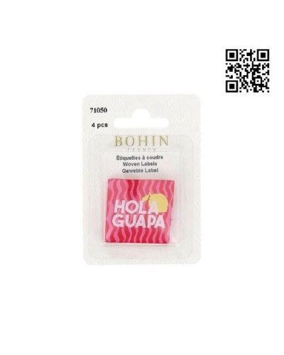 ETIQUETA PARA COSER "HOLA GUAPA" - CUADRADO 3,5CM | PACK 4UND - BH71050