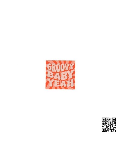 ETIQUETA PARA COSER "GROOVY BABY YEAH" - CUADRADO 3,5CM | BH486125