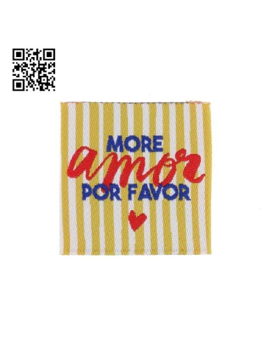 ETIQUETA PARA COSER "MORE AMOR POR FAVOR" - CUADRADO 3,5CM | BH486137