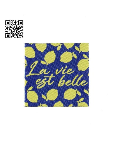 ETIQUETA PARA COSER "LA VIE EST BELLE" - CUADRADO 3,5CM | BH486138